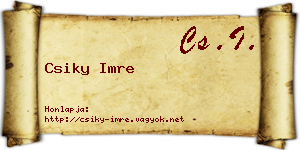 Csiky Imre névjegykártya